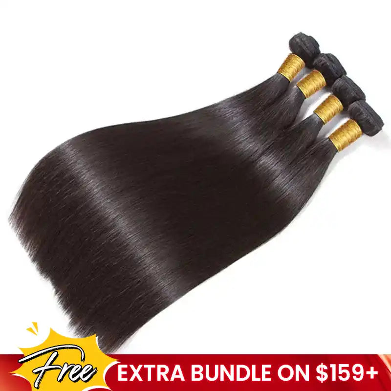 10A Beliana Human Virgin Straight Hair 4 Bundles Natural Black Color