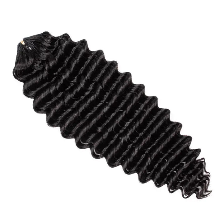 $109 = 3 Bundles | Curly Feather Crochet Human Hair Extensions Pre-Separated Knotless