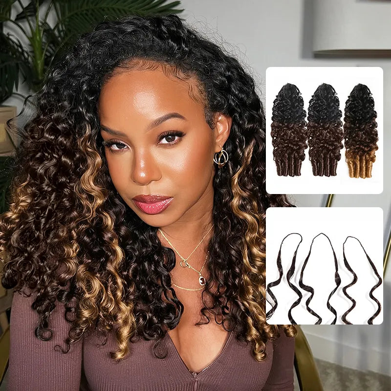 Colored Burmese Curly Feather Crochet Hair Extensions Human Hair