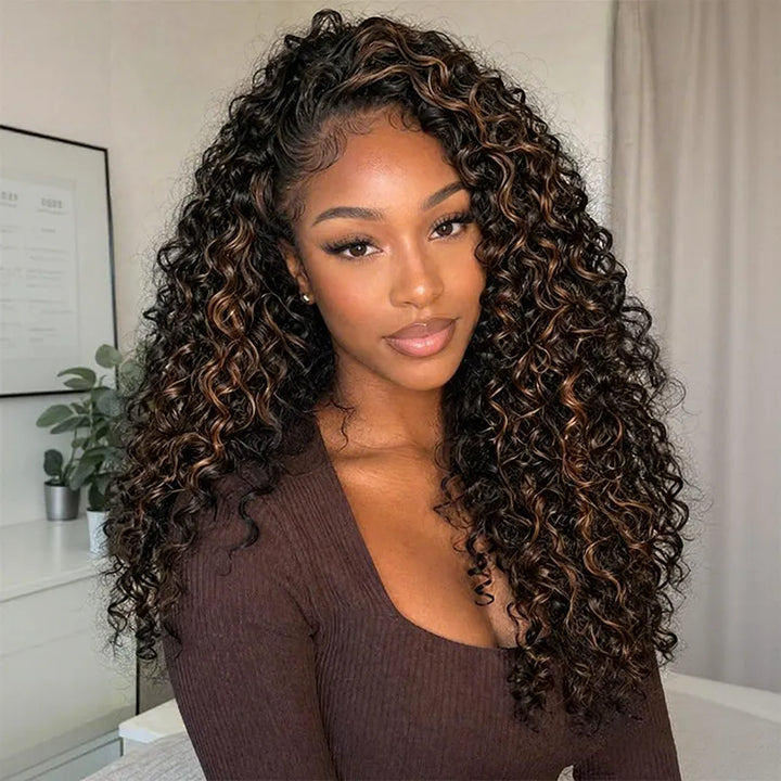 [5 Bundles] Colored Jerry Curly Feather Crochet Human Hair Extensions