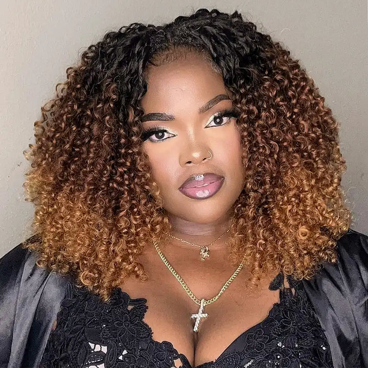 Ombre T1B/4/27 Kinky Curly Crochet Human Hair- Afro Texture