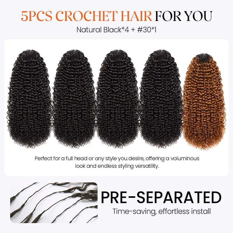[5 Bundles] Colored Jerry Curly Feather Crochet Human Hair Extensions