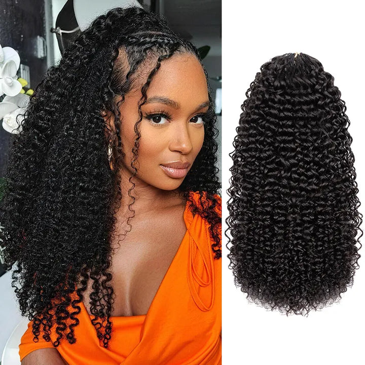 $109 = 3 Bundles | Jerry Curly Feather Crochet Human Hair Extensions Pre-Separated Knotless