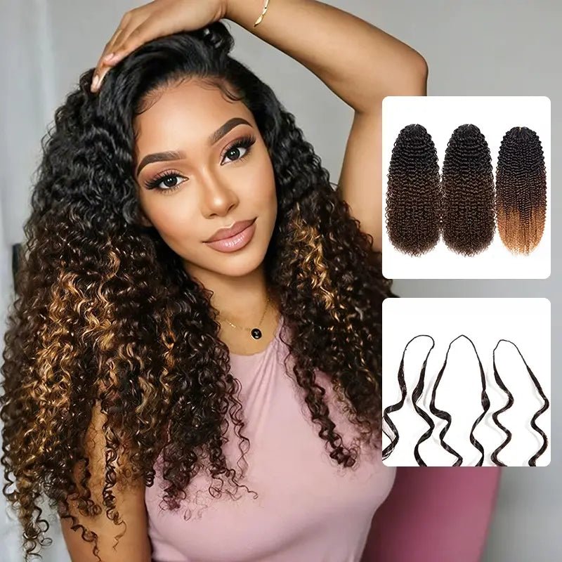 Colored Jerry Curly Feather Crochet Human Hair Extensions