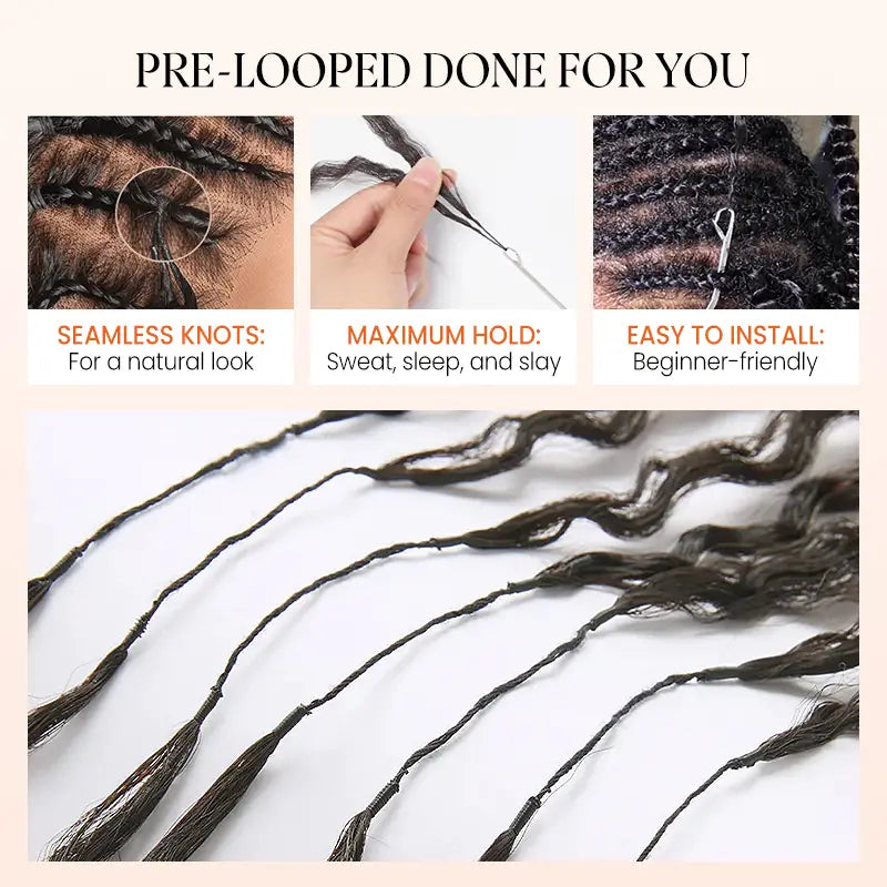 $109 = 3 Bundles | Curly Feather Crochet Human Hair Extensions Pre-Separated Knotless