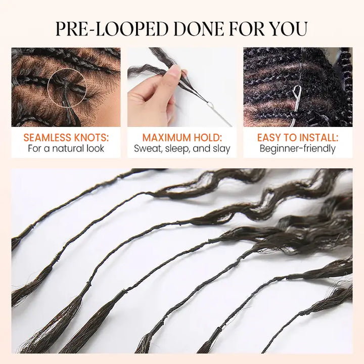 $109 = 3 Bundles | Curly Feather Crochet Human Hair Extensions Pre-Separated Knotless