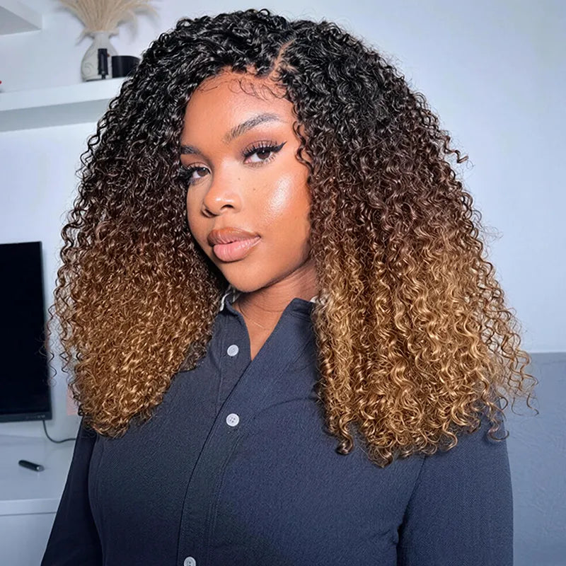 $109 = 3 Bundles | Jerry Curly Feather Crochet Human Hair Extensions Pre-Separated Knotless