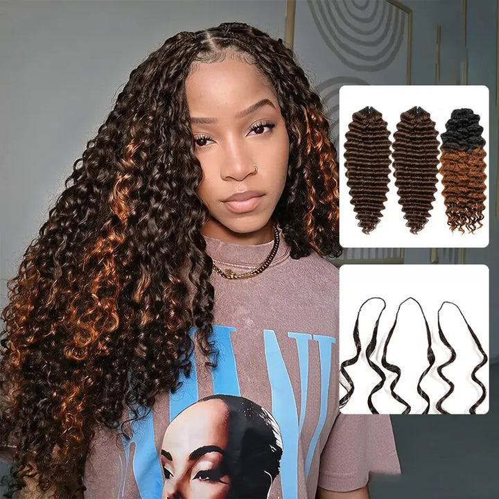 Colored Deep Curly Feather Crochet Human Hair Extensions
