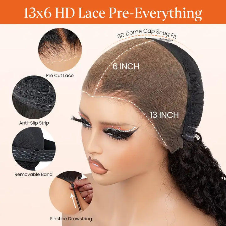 13×6 Glueless Burmese Curly Lace Wig – Pre-Cut Lace, Beginner Friendly