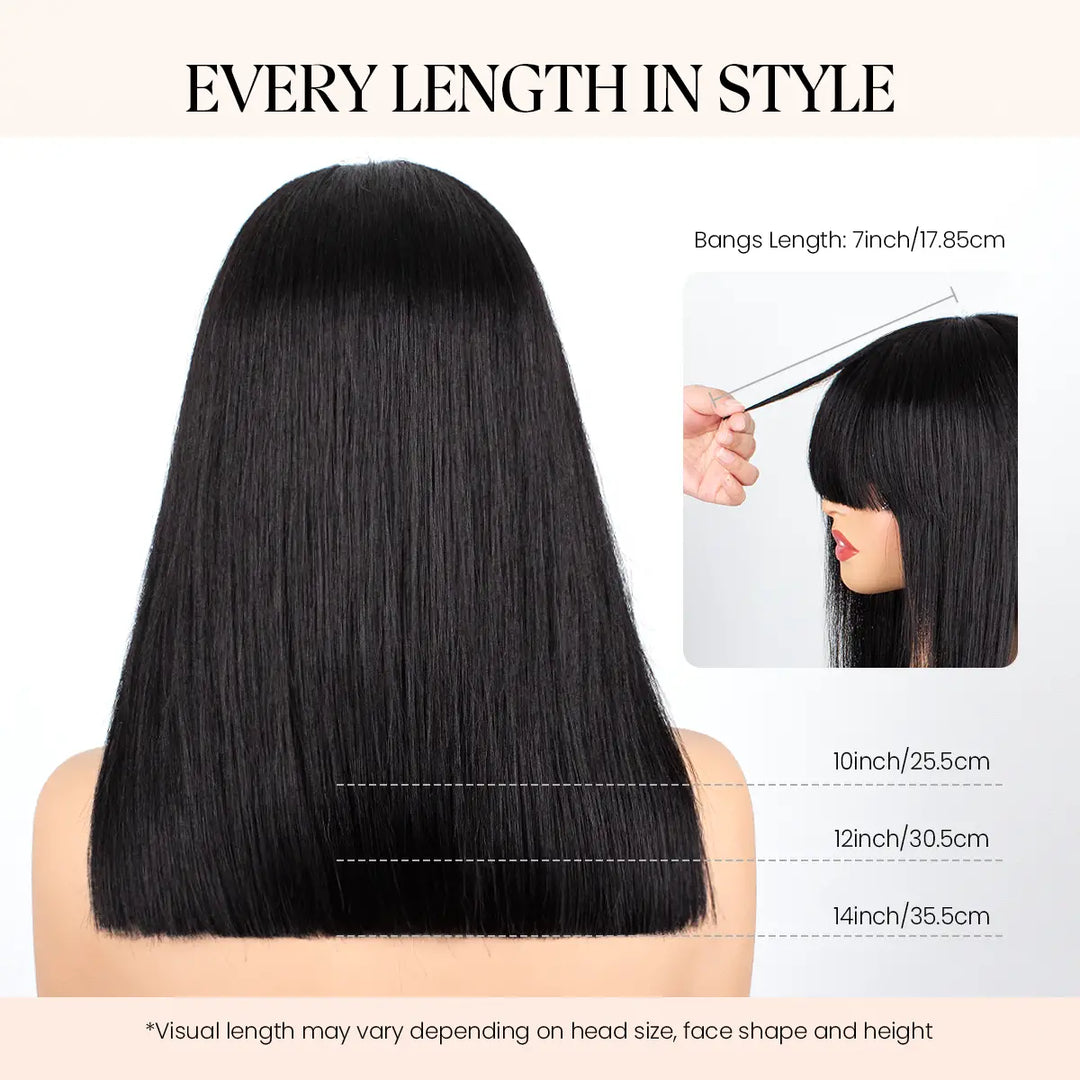 Human Hair Bob Wig with Bangs – Ready to Wear | No Glue, Beginner Friendly