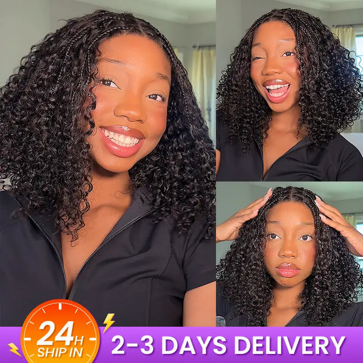 Boho-Inspired Braided Top Curly 5x5 Glueless Human Hair Wig