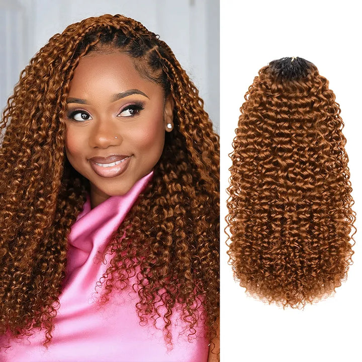[5 Bundles] #30 Jerry Curly Feather Crochet Human Hair Extensions