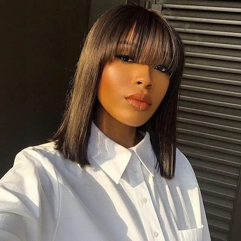 $79 = 2 Wigs | 16" 5x5 Lace Body Wave Wig & Human Hair Bob Wig with Bangs