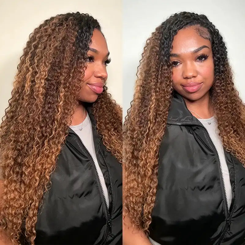 Ombre T1B/4/27 Kinky Curly Crochet Human Hair- Afro Texture