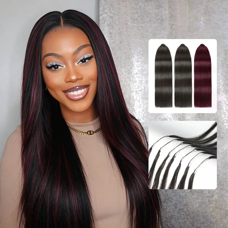 Trendy Colored Silky Straight Feather Crochet Human Hair Extensions