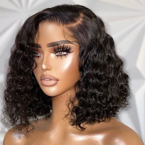 13x4 Lace Frontal Jerry Curly Hair Bob Wig Natural Color