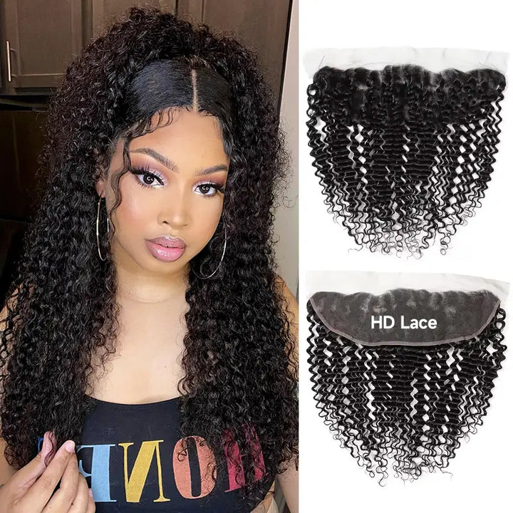 Cheveux ondulés profonds avec dentelle frontale HD 13x4 