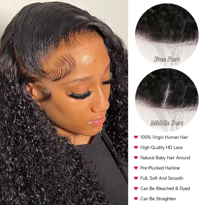 Cheveux ondulés profonds avec dentelle frontale HD 13x4 