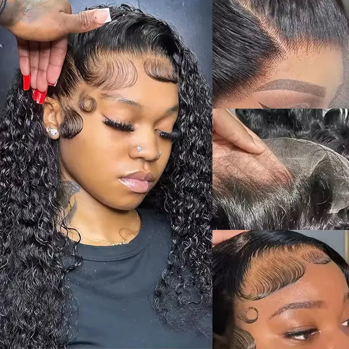 Cheveux ondulés profonds avec dentelle frontale HD 13x4 
