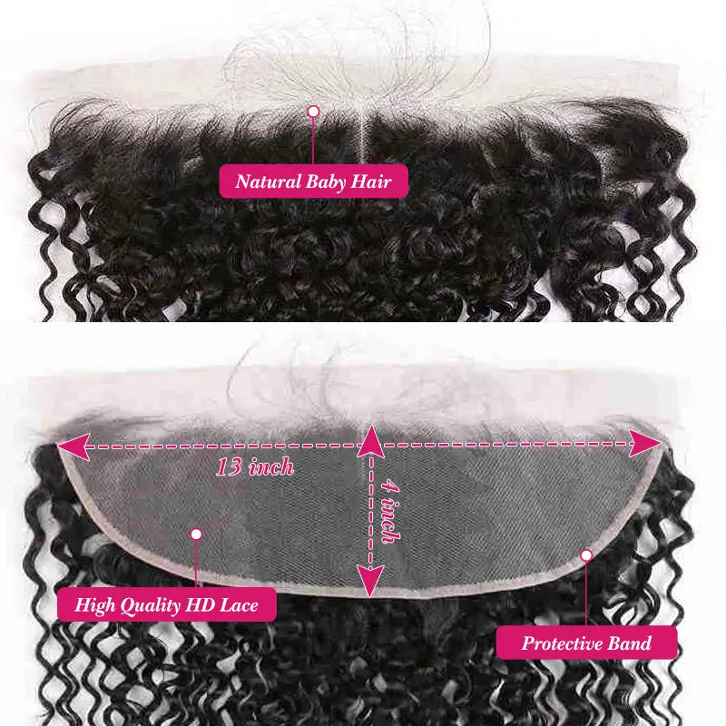 Cheveux ondulés profonds avec dentelle frontale HD 13x4 
