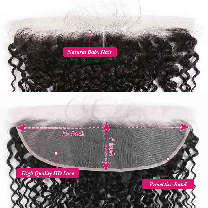 Cheveux ondulés profonds avec dentelle frontale HD 13x4 