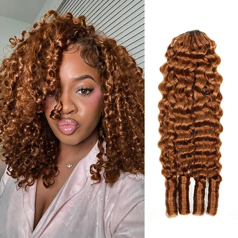 Colored Burmese Curly Feather Crochet Hair Extensions Human Hair