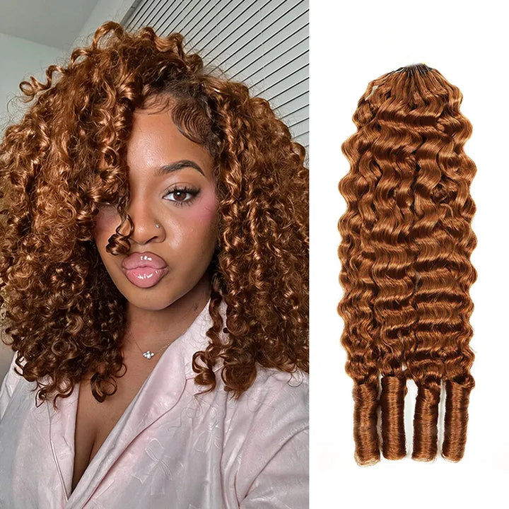 Colored Burmese Curly Feather Crochet Hair Extensions Human Hair