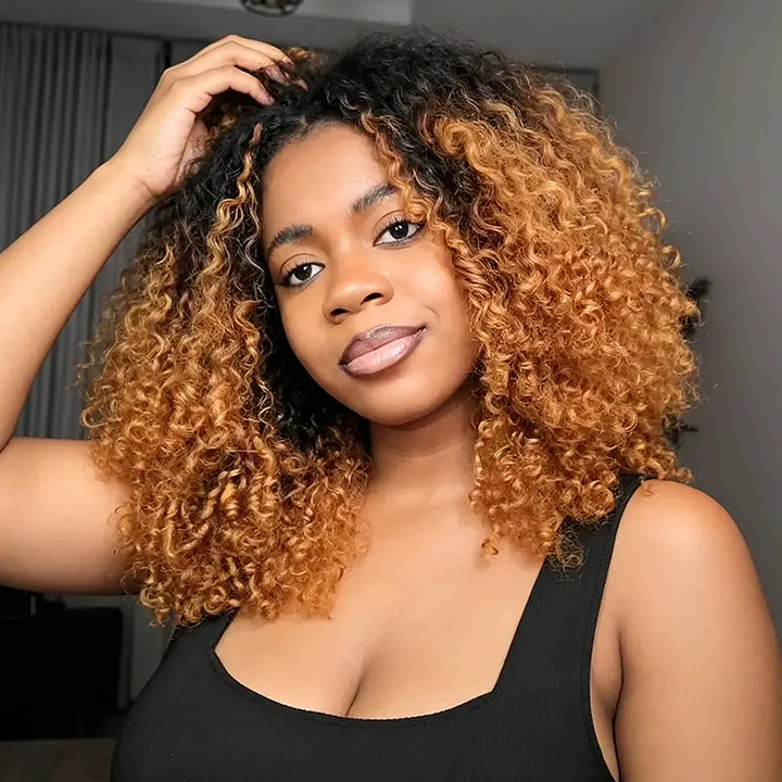 Ombre T1B/4/30 Curly Feather Crochet Hair Extensions 100% Human Hair