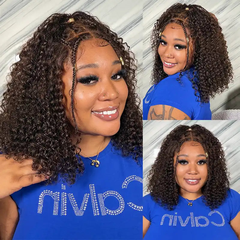 Boho-Inspired Braided Top Curly 5x5 Glueless Human Hair Wig
