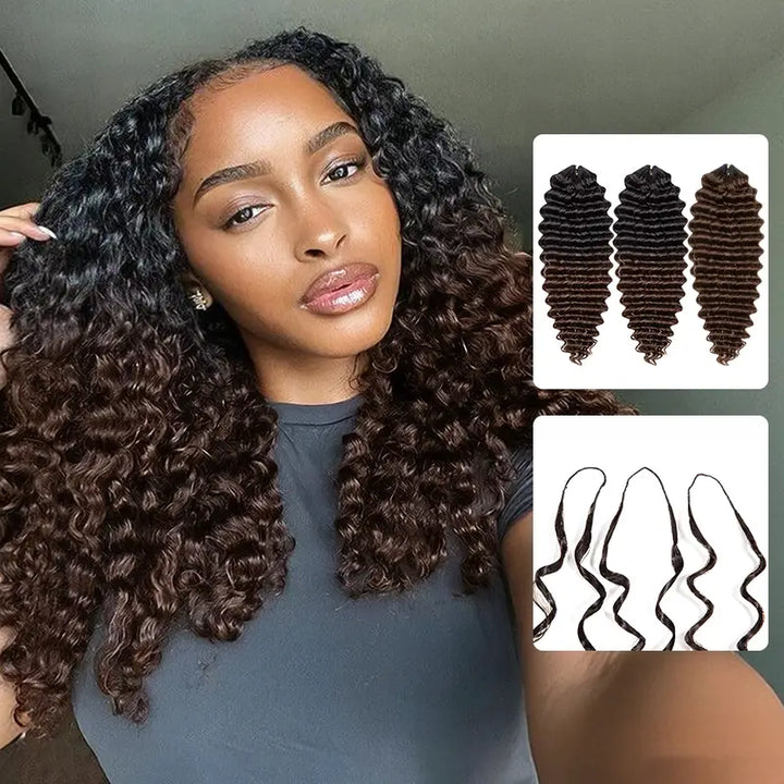 Colored Deep Curly Feather Crochet Human Hair Extensions