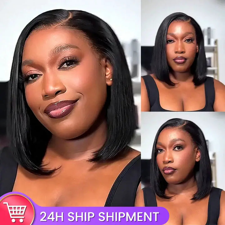 13x4 Lace Frontal Straight Hair Bob Wig Natural Color
