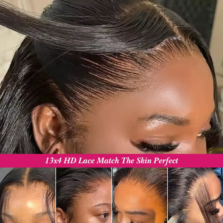 Cabello humano liso con encaje frontal HD de 13 x 4 