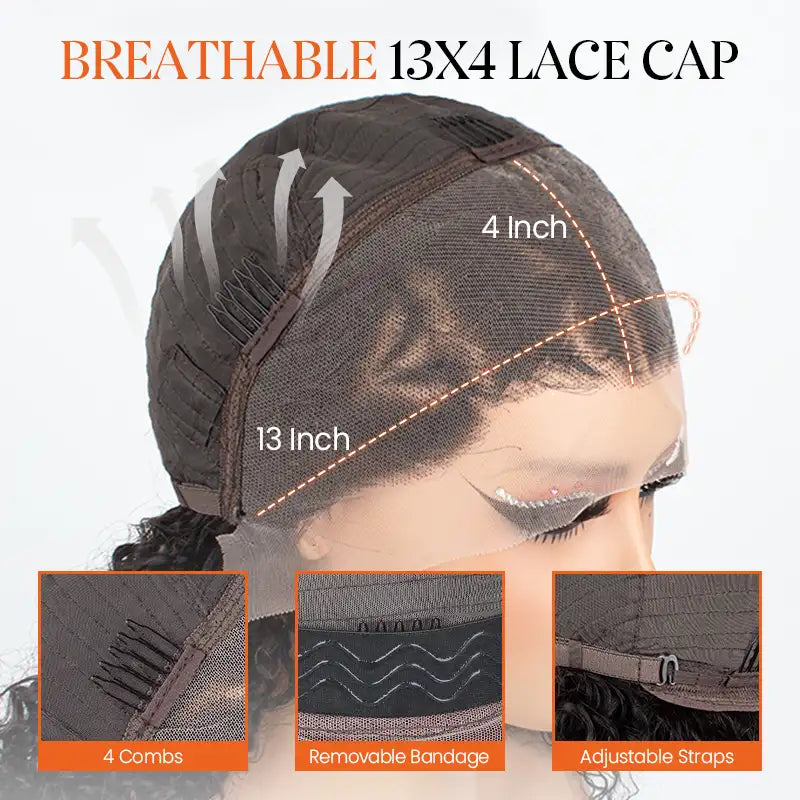 13x4 HD Lace Glueless Heart-Shaped Pre-Braided Curly Wear & Go Human Hair Wig