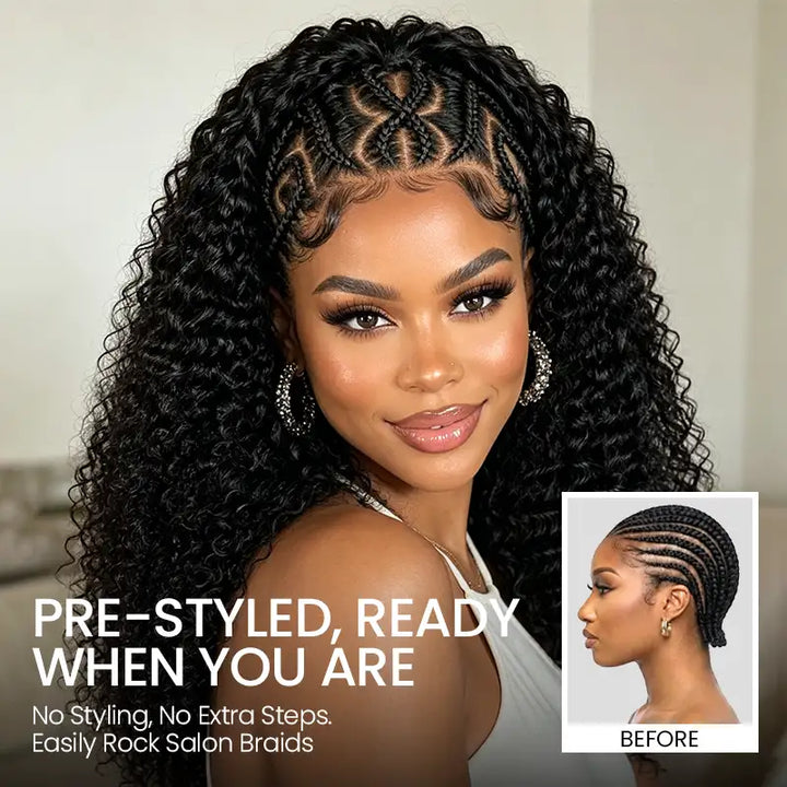 13x4 HD Lace Glueless Heart-Shaped Pre-Braided Curly Wear & Go Human Hair Wig