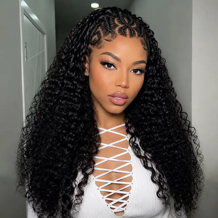 13x4 HD Lace Glueless Heart-Shaped Pre-Braided Curly Wear & Go Human Hair Wig