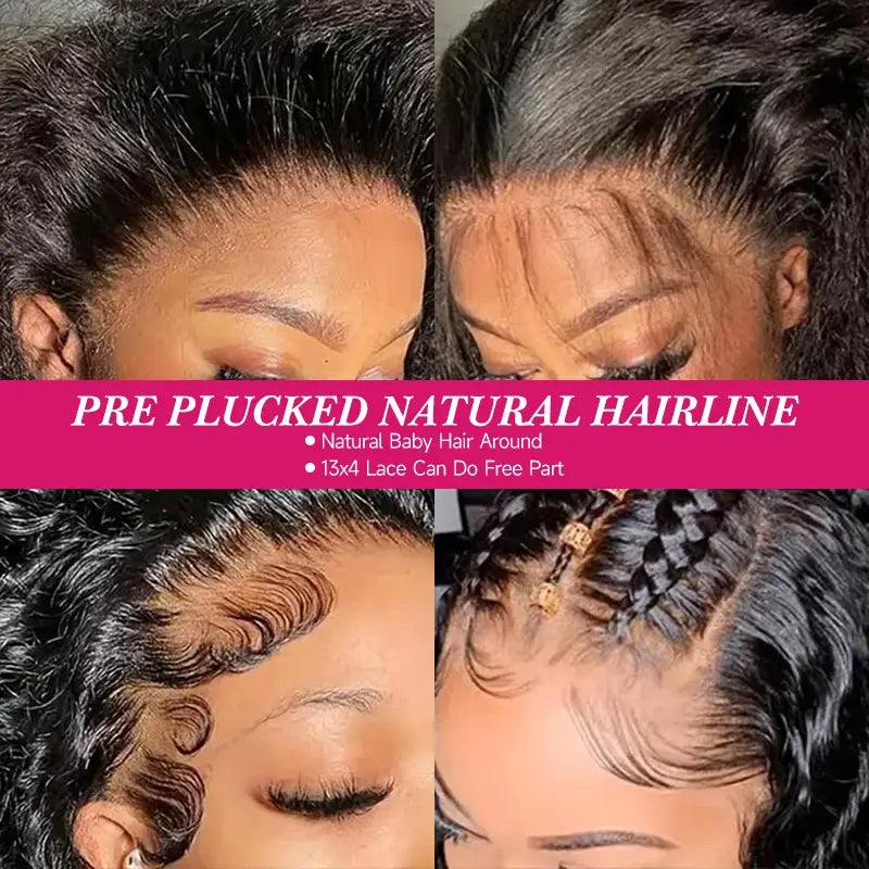 Peluca de cabello humano liso con encaje frontal transparente de 13 x 4 