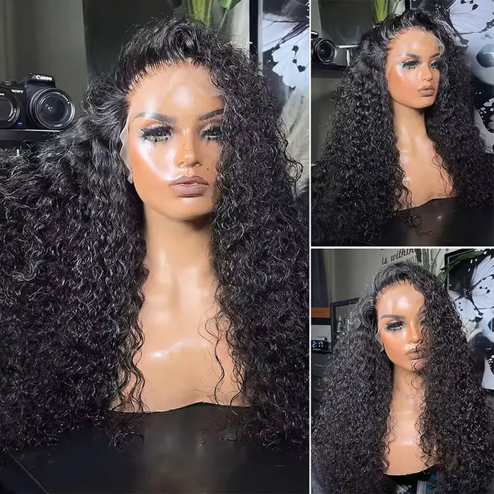 Peluca de cabello humano liso con encaje frontal transparente de 13 x 4 