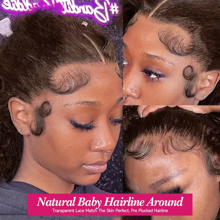 Perruque en cheveux humains lisses avec dentelle frontale transparente 13x4 