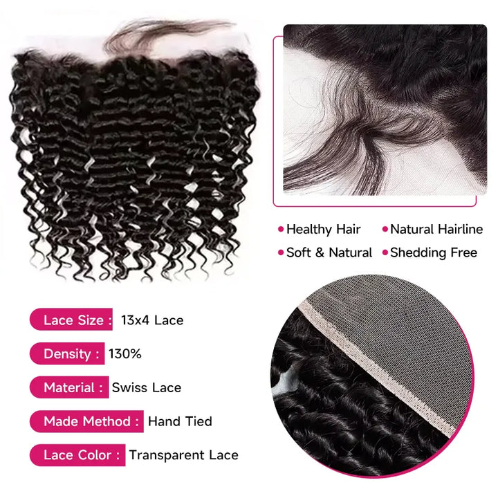 Perruques en cheveux humains ondulés profonds avec dentelle transparente 13x4 