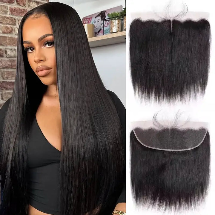 Perruque frontale en dentelle transparente 13x4 en cheveux humains lisses 