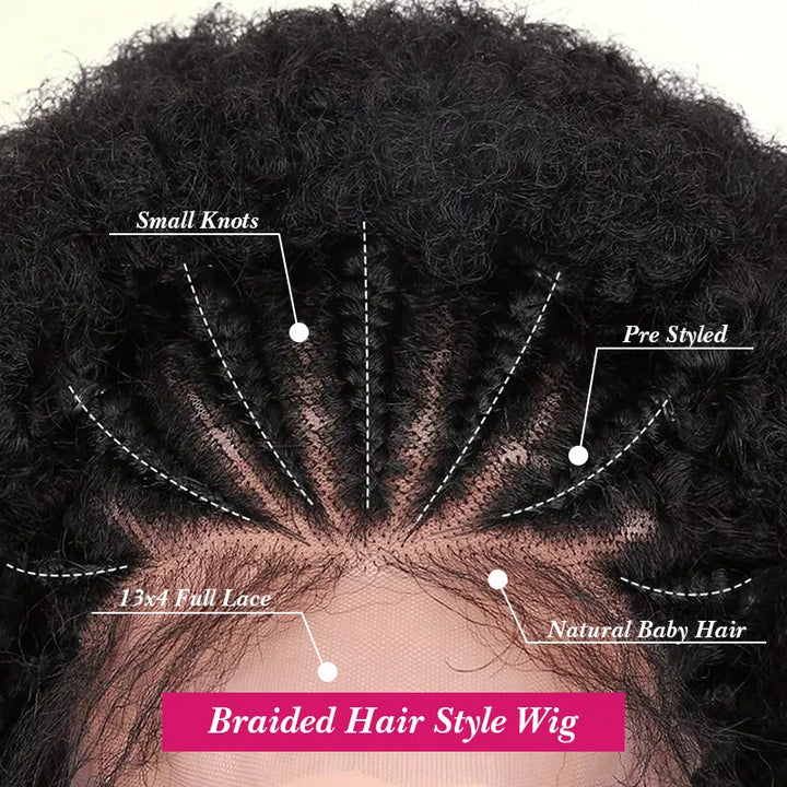 13x4 Wear Go Lace Front Braided Afro Short Curly Wig