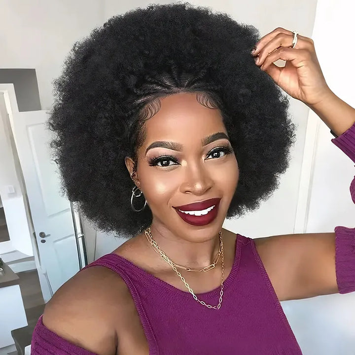 13x4 Wear Go Lace Front Braided Afro Short Curly Wig