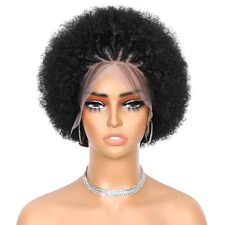 13x4 Wear Go Lace Front Braided Afro Short Curly Wig
