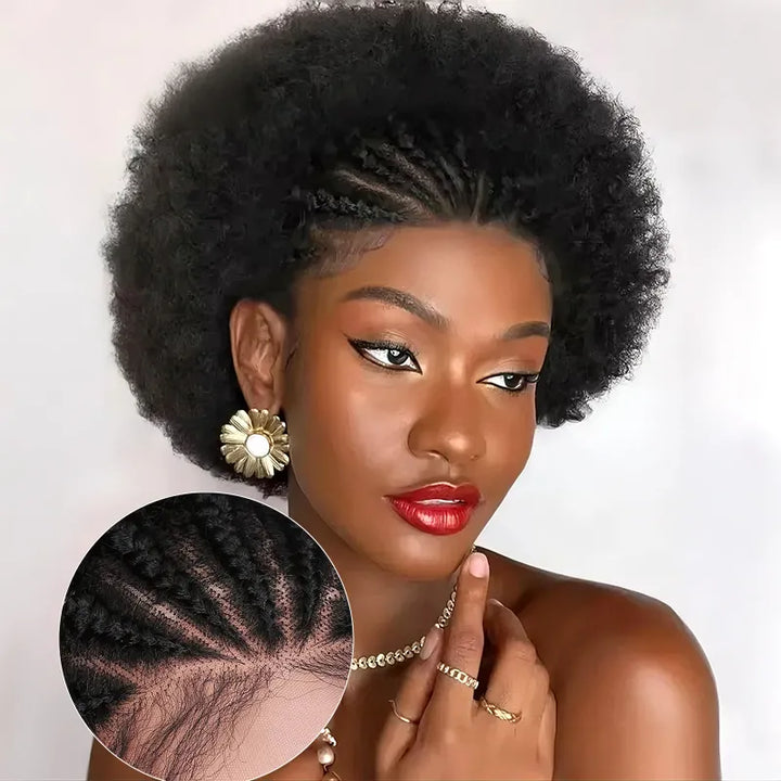 13x4 Wear Go Lace Front Braided Afro Short Curly Wig