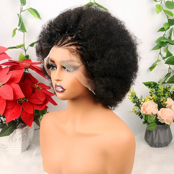 13x4 Wear Go Lace Front Braided Afro Short Curly Wig