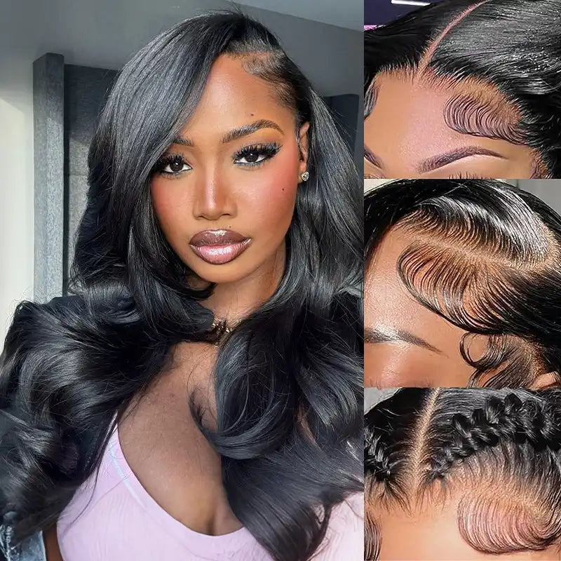 13x4 Body Wave Transparent Lace Front Wigs Human Hair Pre Plucked