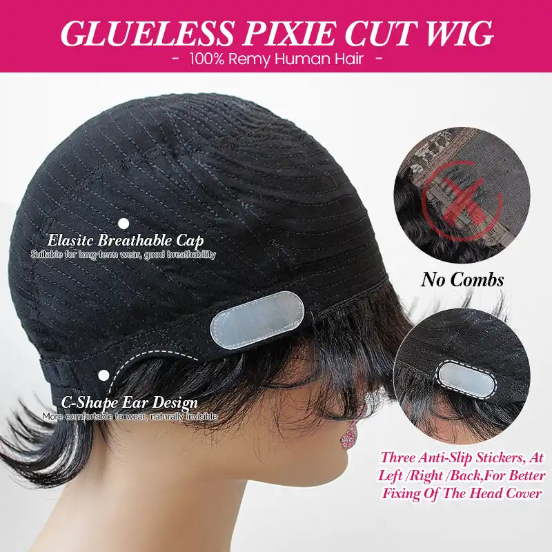 $59 = 2 Wigs | 13x4 Burgundy Lace Front Human Hair Wig & Short 1B Straight Wig with Bang