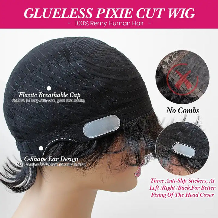 $59 = 2 Wigs | 13x4 Burgundy Lace Front Human Hair Wig & Short 1B Straight Wig with Bang