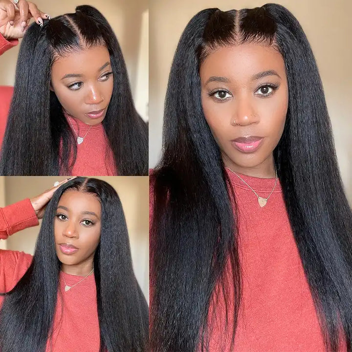 Kinky Straight 13x4 Lace Front Human Hair Wigs for Women