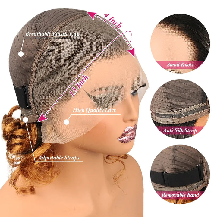 13x4 Wear Go Glueless Transparent Lace Free Roll Hair Wig